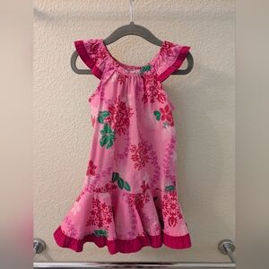 Pink Floral Hawaiian Ruffle Dress